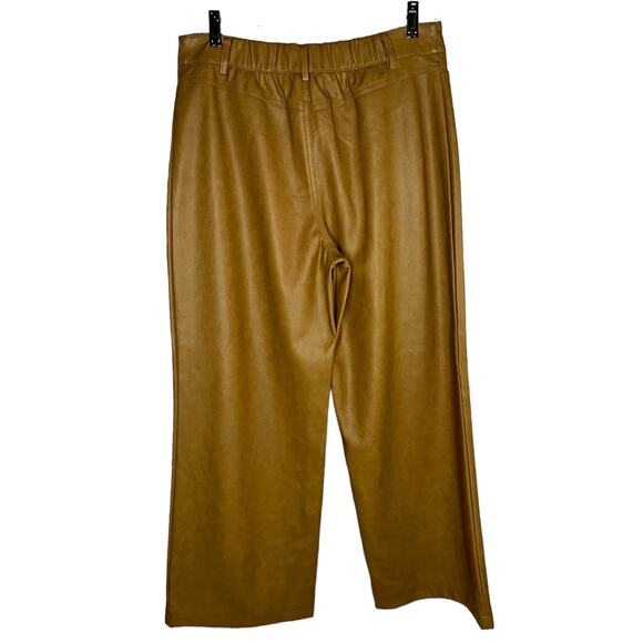 Avec les Filles Anthropologie Camel Faux Leather Straight Crop Pants Size Large - Picture 8 of 12